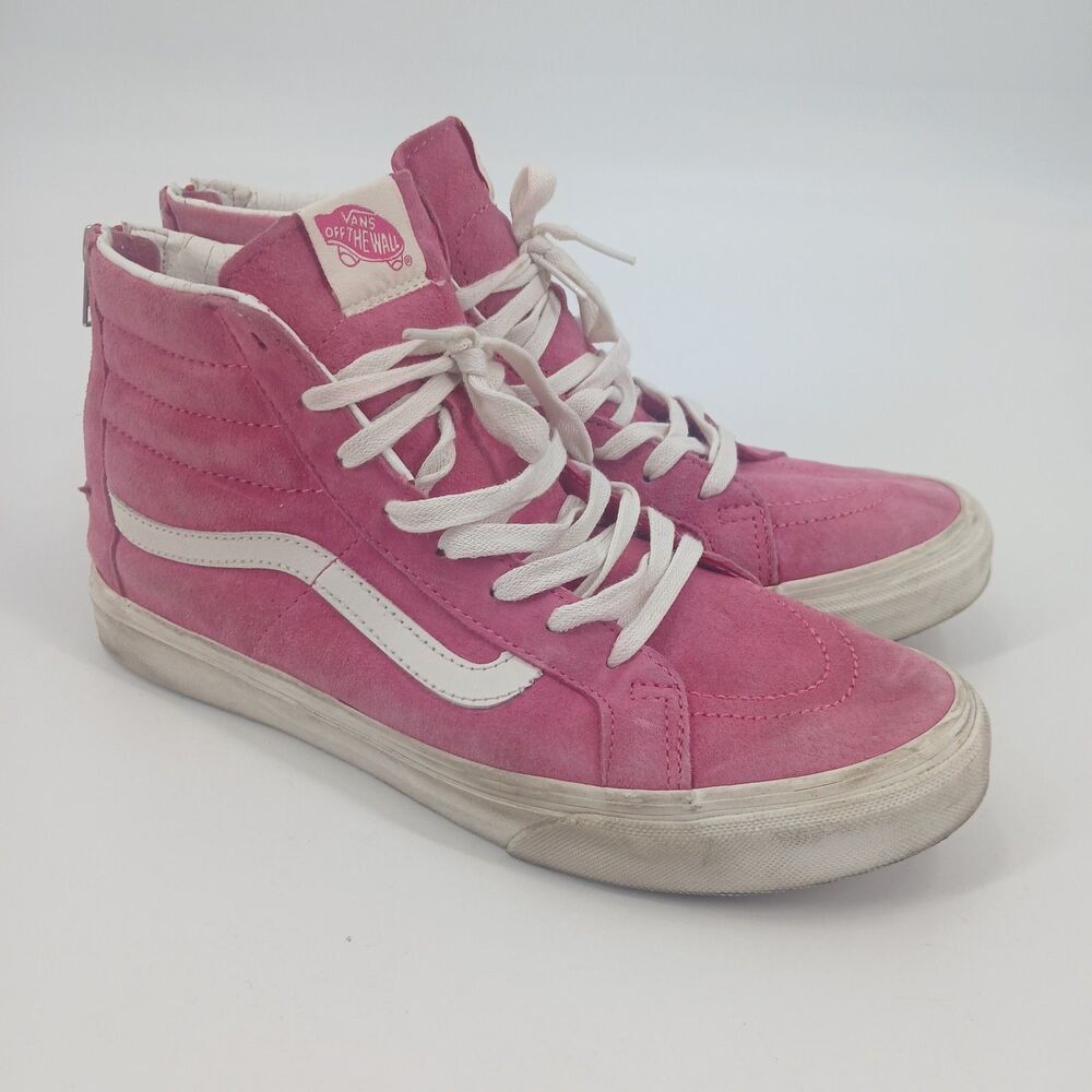 Vans Sk8-Hi Zip Pink Suede High Top Sneakers Womens 10 Retro Streetwear
